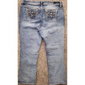 vigoss jeans plus 20 Mid Rise Embellishment Distressed Thick Stitch Slim Boot